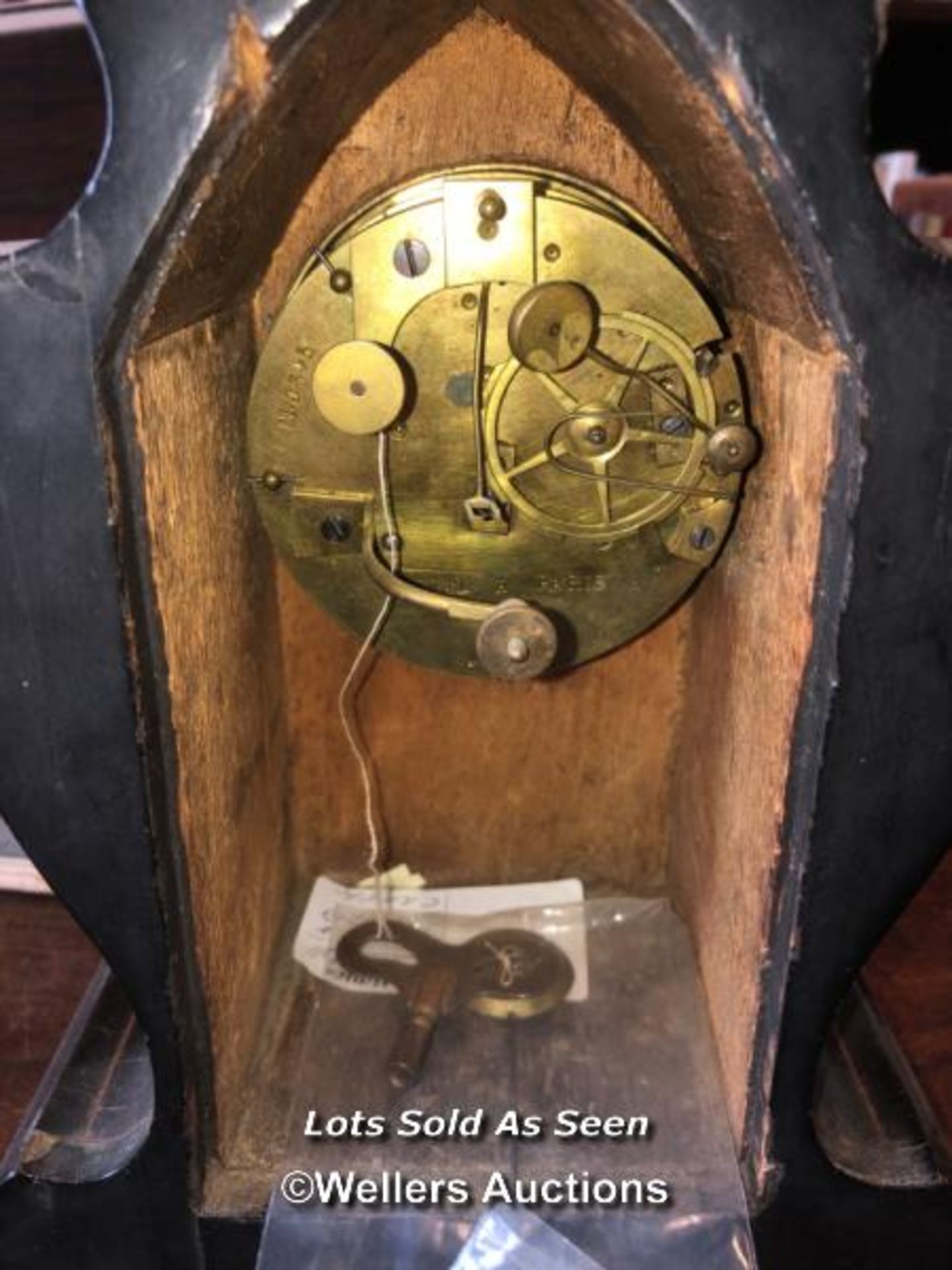 *EDWARDIAN INLAID AND EBONISED MANTEL CLOCK / LOCATED AT VICTORIA ANTIQUES, WADEBRIDGE, PL27 7DD - Image 3 of 3