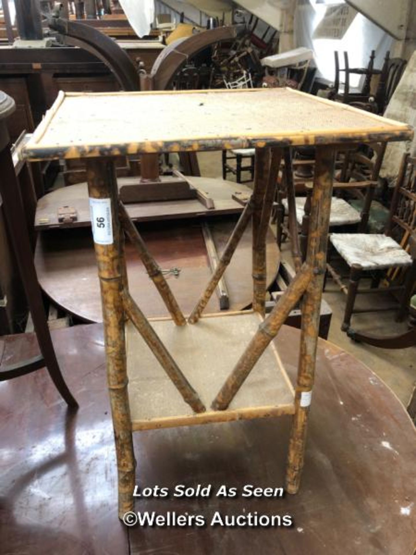 SQUARE BAMBOO SIDE TABLE, 18 X 18 X 28 INCHES / LOCATED AT VICTORIA ANTIQUES, WADEBRIDGE, PL27 7DD