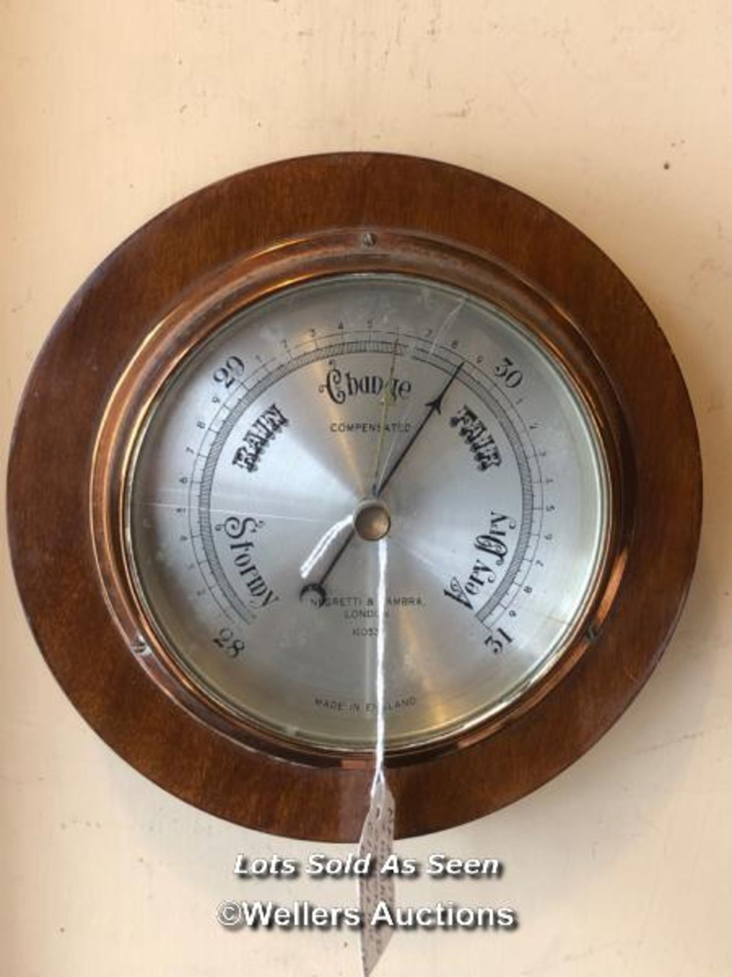 *NEGRETTI & ZAMBRA COMPENSATED BAROMETER, NO 16053 / LOCATED AT VICTORIA ANTIQUES, WADEBRIDGE,