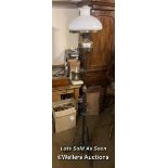 *IRON STANDARD OIL LAMP, 188CM HIGH / LOCATED AT VICTORIA ANTIQUES, WADEBRIDGE, PL27 7DD