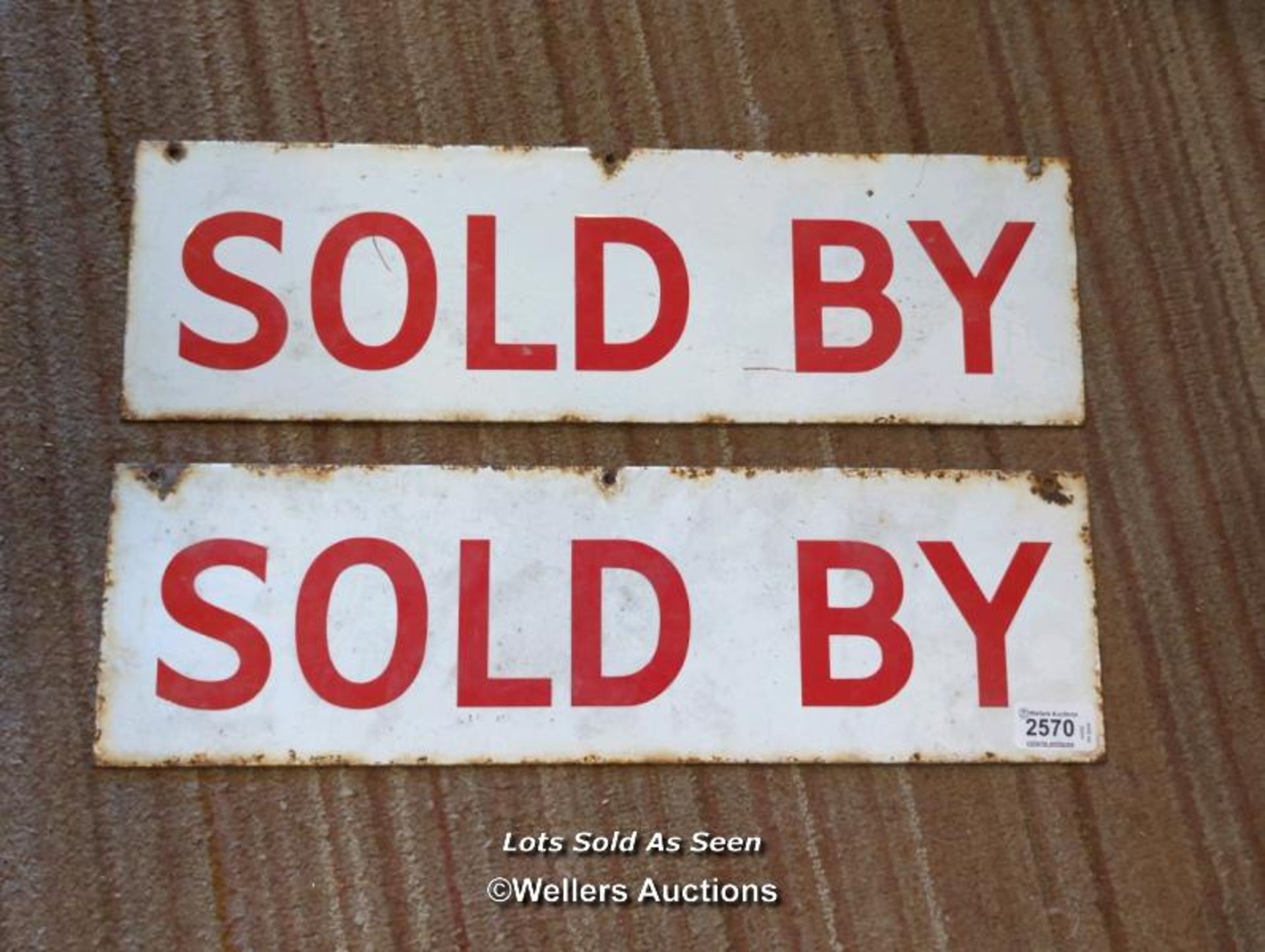 *TWO ENAMEL SOLD BY SIGNS, 46CM WIDE / LOCATED AT VICTORIA ANTIQUES, WADEBRIDGE, PL27 7DD