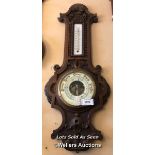 *LARGE OAK BANJO BAROMETER WITH VISIBLE MECHANISM / LOCATED AT VICTORIA ANTIQUES, WADEBRIDGE, PL27