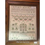 *SAMPLER WORKED BY P. A. XUGG, 1989, 39 X 50CM / LOCATED AT VICTORIA ANTIQUES, WADEBRIDGE, PL27 7DD