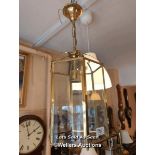 *BRASS PENDANT LIGHT WITH GLASS SHADE / LOCATED AT VICTORIA ANTIQUES, WADEBRIDGE, PL27 7DD
