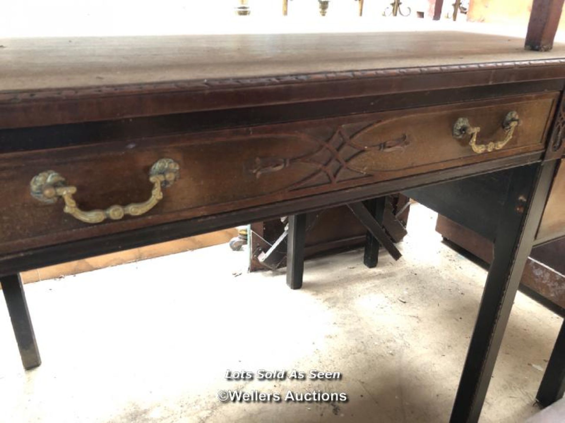 DRESSING TABLE WITH FIVE DRAWERS, 54 X 28 X 32 INCHES / LOCATED AT VICTORIA ANTIQUES, WADEBRIDGE, - Image 3 of 3