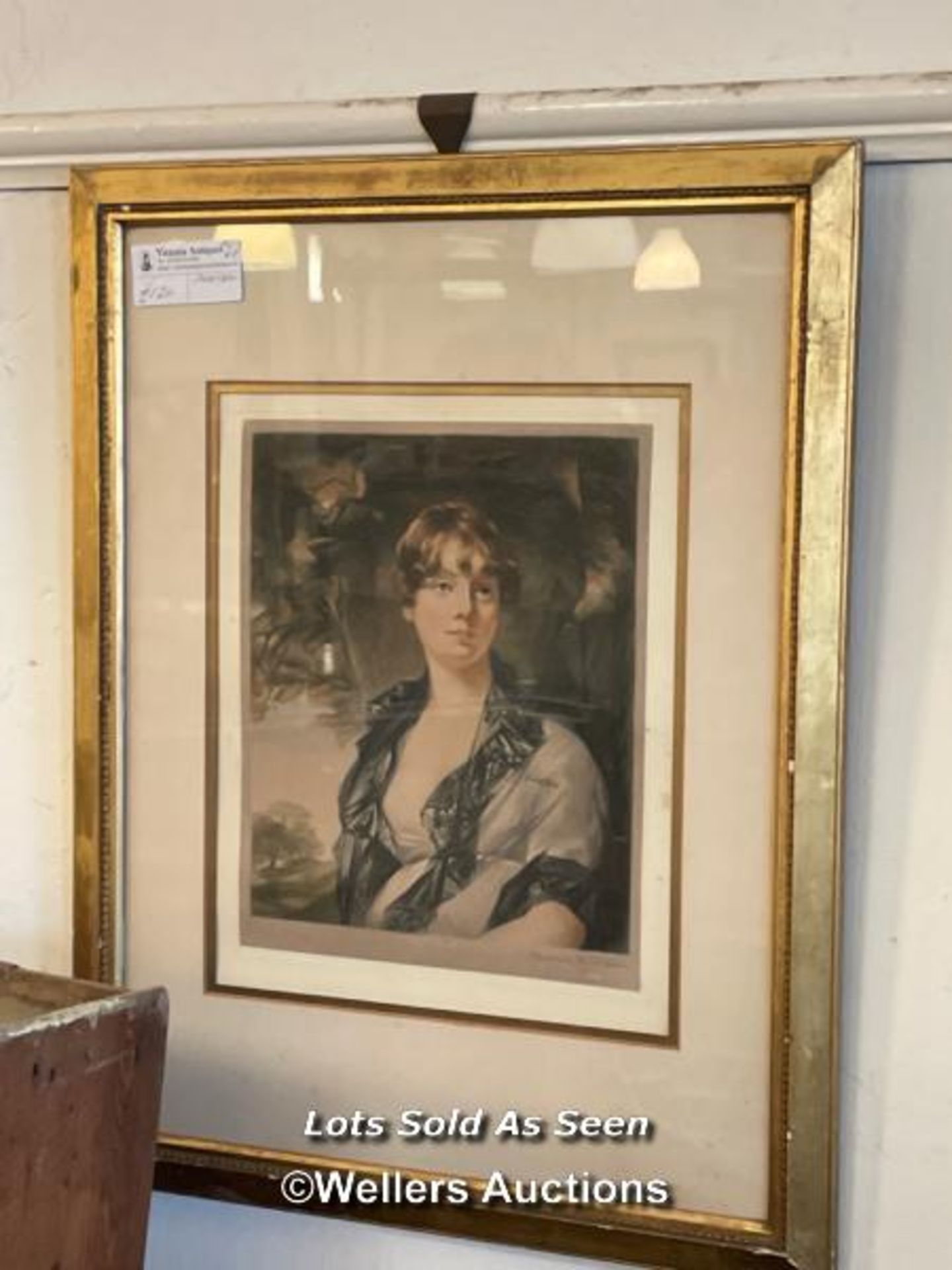 *FRAMED AND GLAZED PRINT OF A LADY, 50 X 63CM / LOCATED AT VICTORIA ANTIQUES, WADEBRIDGE, PL27 7DD