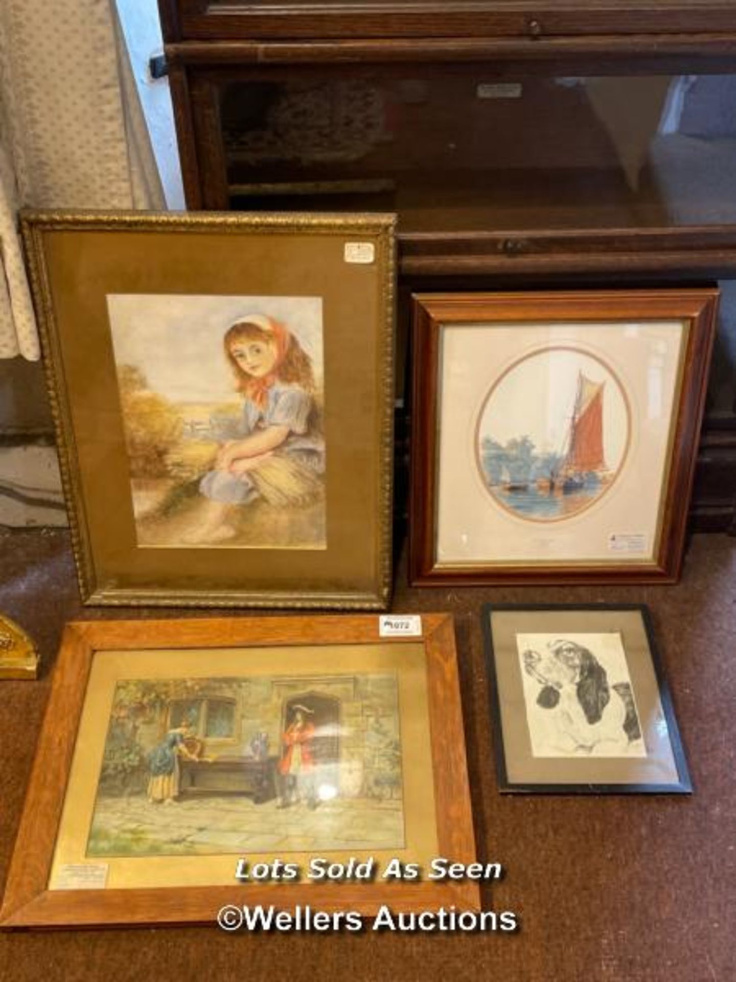 *FIVE ASSORTED FRAMED AND GLAZED PICTURES AND PRINTS / LOCATED AT VICTORIA ANTIQUES, WADEBRIDGE,