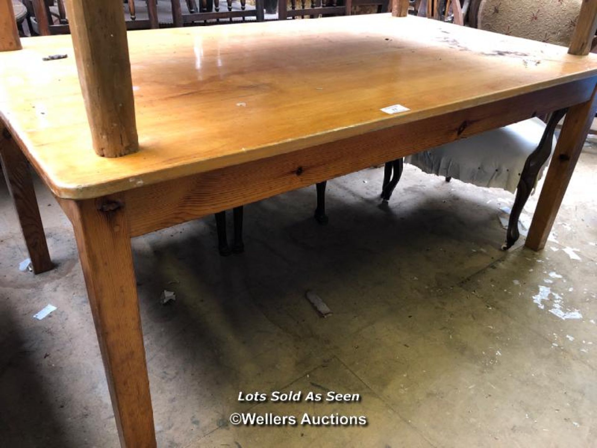 LARGE FARMHOUSE KITCHEN TABLE, 71 X 42 X 30 INCHES / LOCATED AT VICTORIA ANTIQUES, WADEBRIDGE,