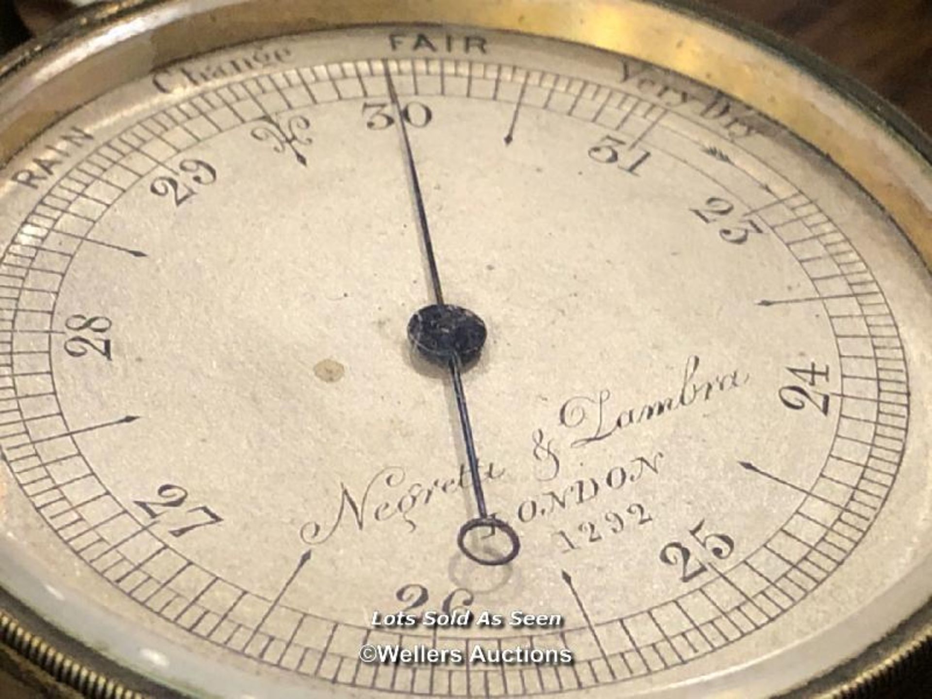 *NEGRETTI & ZAMBRA BRASS POCKET COMPASS, NO 1292 / LOCATED AT VICTORIA ANTIQUES, WADEBRIDGE, PL27 - Image 2 of 3