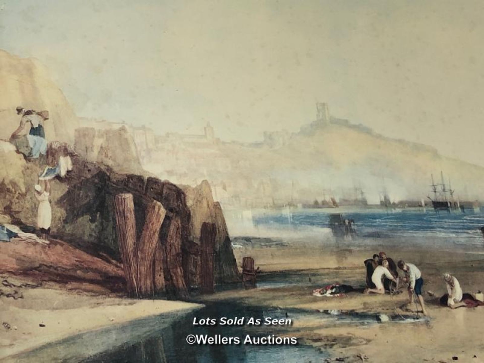 *FRAMED PRINT DEPICTING A BEACH SCENE OF SCARBOROUGH TOWN AND CASTLE, 77 X 53CM / LOCATED AT - Image 3 of 3