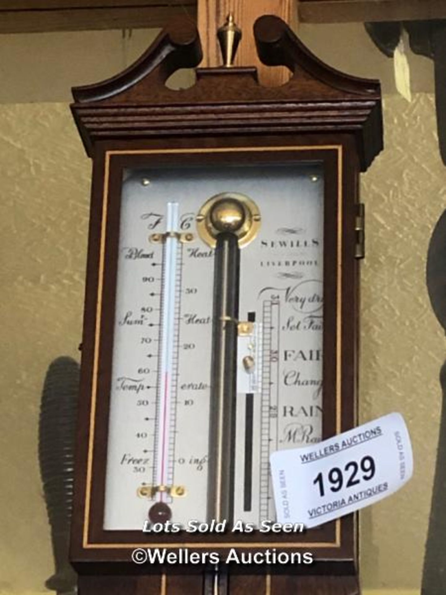 *MAHOGANY STICK BAROMETER BY SEWILLS, LIVERPOOL / LOCATED AT VICTORIA ANTIQUES, WADEBRIDGE, PL27 - Image 2 of 3