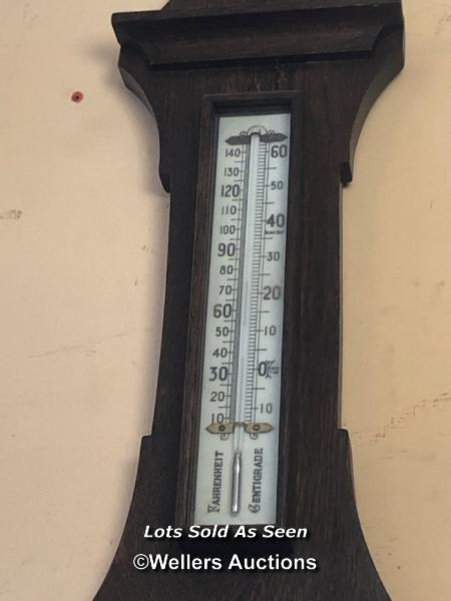 *OAK ANEROID BAROMETER / LOCATED AT VICTORIA ANTIQUES, WADEBRIDGE, PL27 7DD - Image 3 of 3