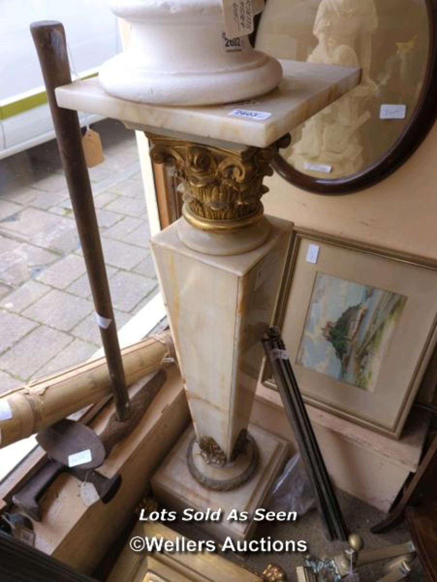 *20TH CENTURY GILT MOUNTED MARBLE TORCHERE, 100CM / LOCATED AT VICTORIA ANTIQUES, WADEBRIDGE, PL27