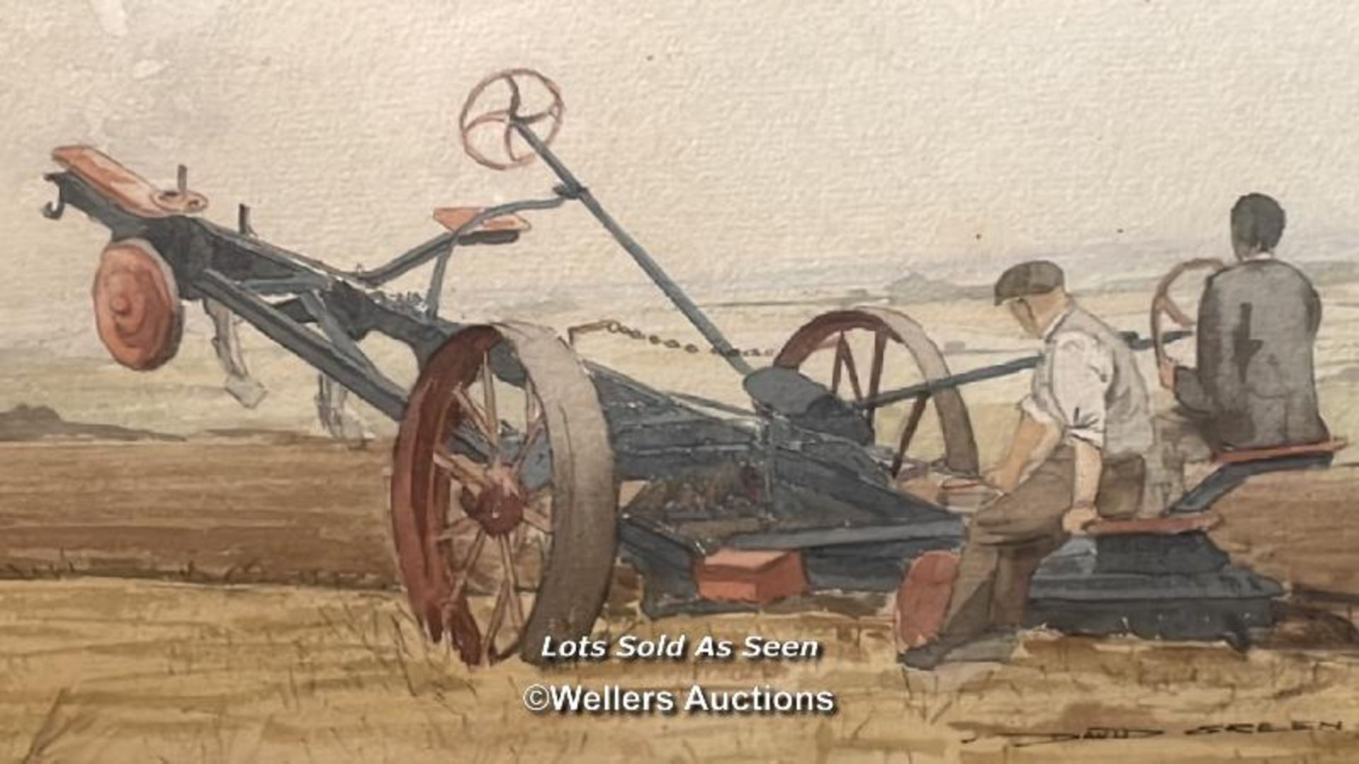*DAVID GREEN, PAIR OF AGRICULTURAL WATERCOLOURS, ONE WITH TRACTION ENGINE, SIGNED, DATED 1971, 33 - Image 3 of 7