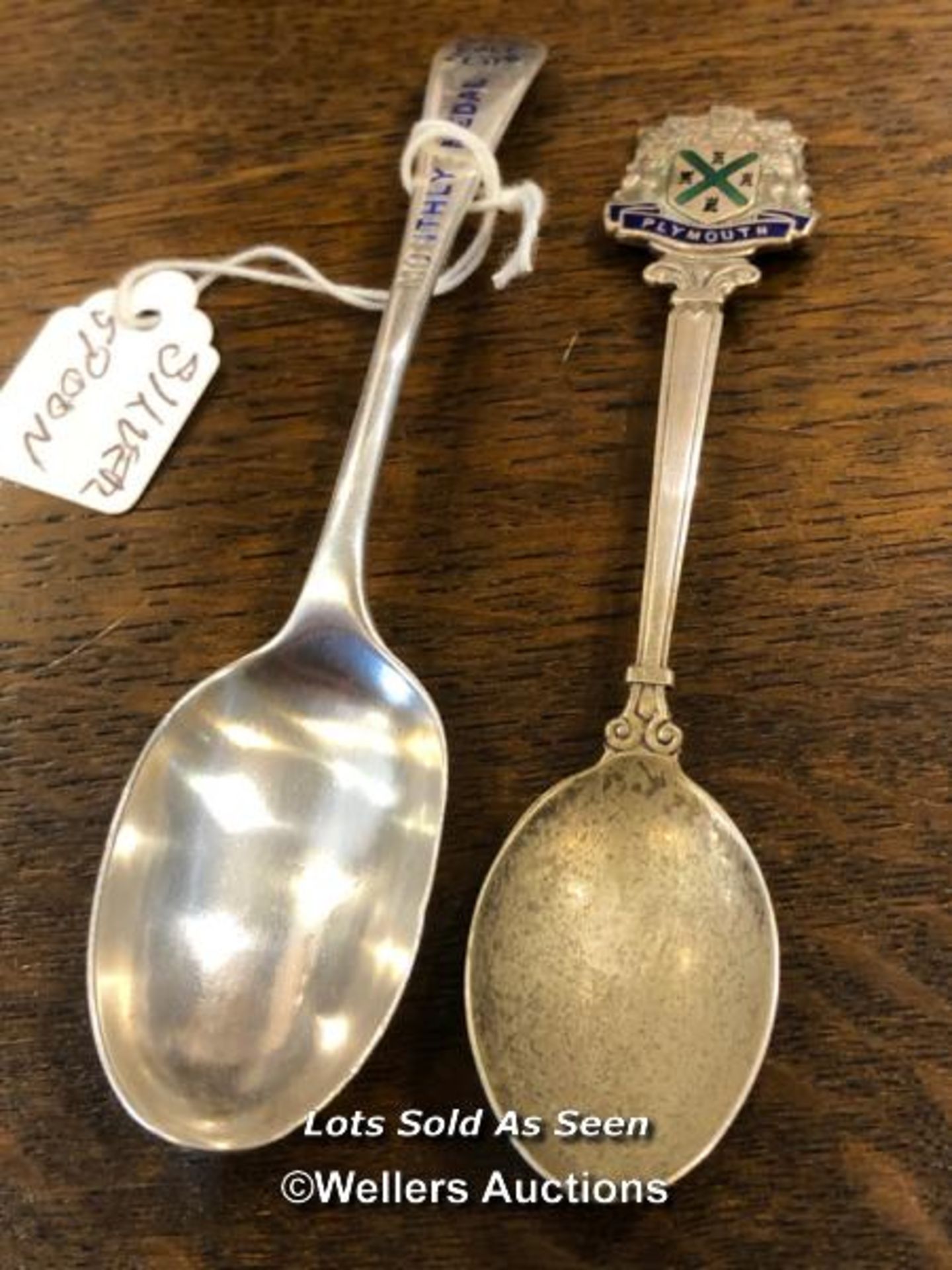 *DORSET GOLF CLUB SILVER TEASPOON; PLYMOUTH PLATED SOUVENIR SPOON / LOCATED AT VICTORIA ANTIQUES,