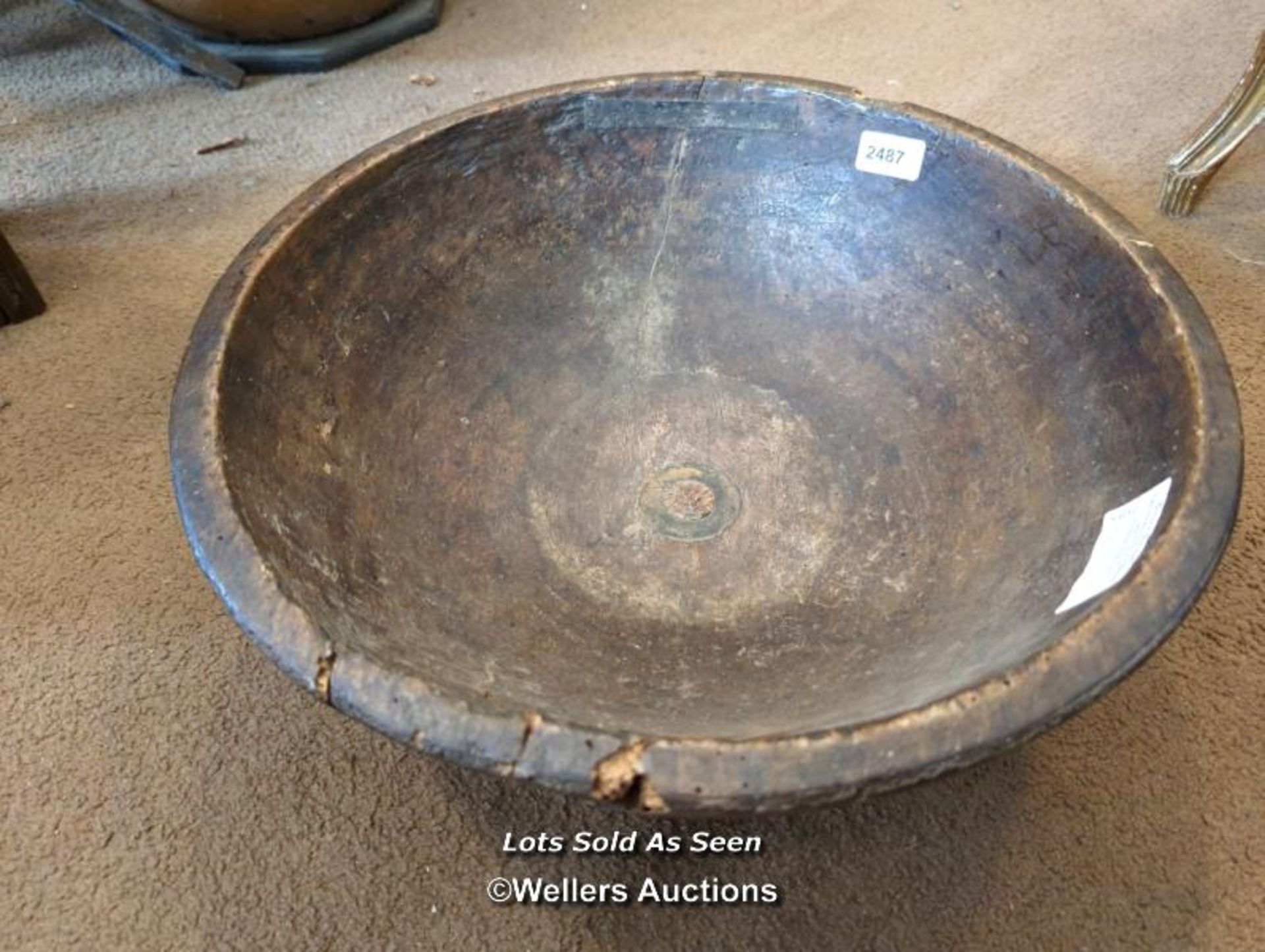 *ANTIQUE DAIRY BOWL, 45CM DIAMETER / LOCATED AT VICTORIA ANTIQUES, WADEBRIDGE, PL27 7DD