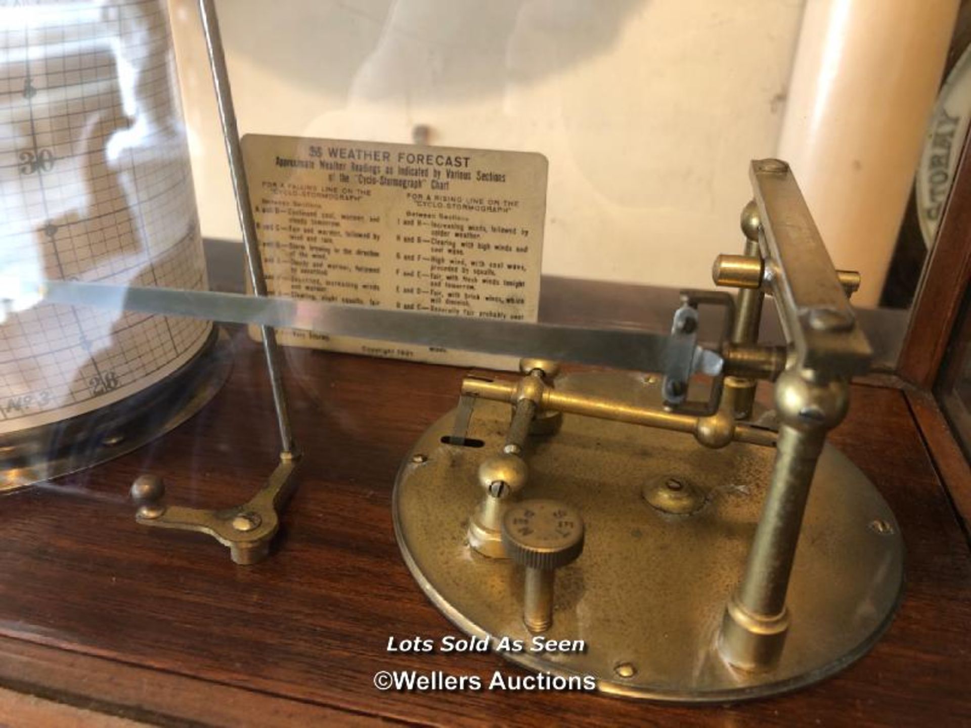 *MAHOGANY CASED BAROGRAPH / LOCATED AT VICTORIA ANTIQUES, WADEBRIDGE, PL27 7DD - Image 3 of 3