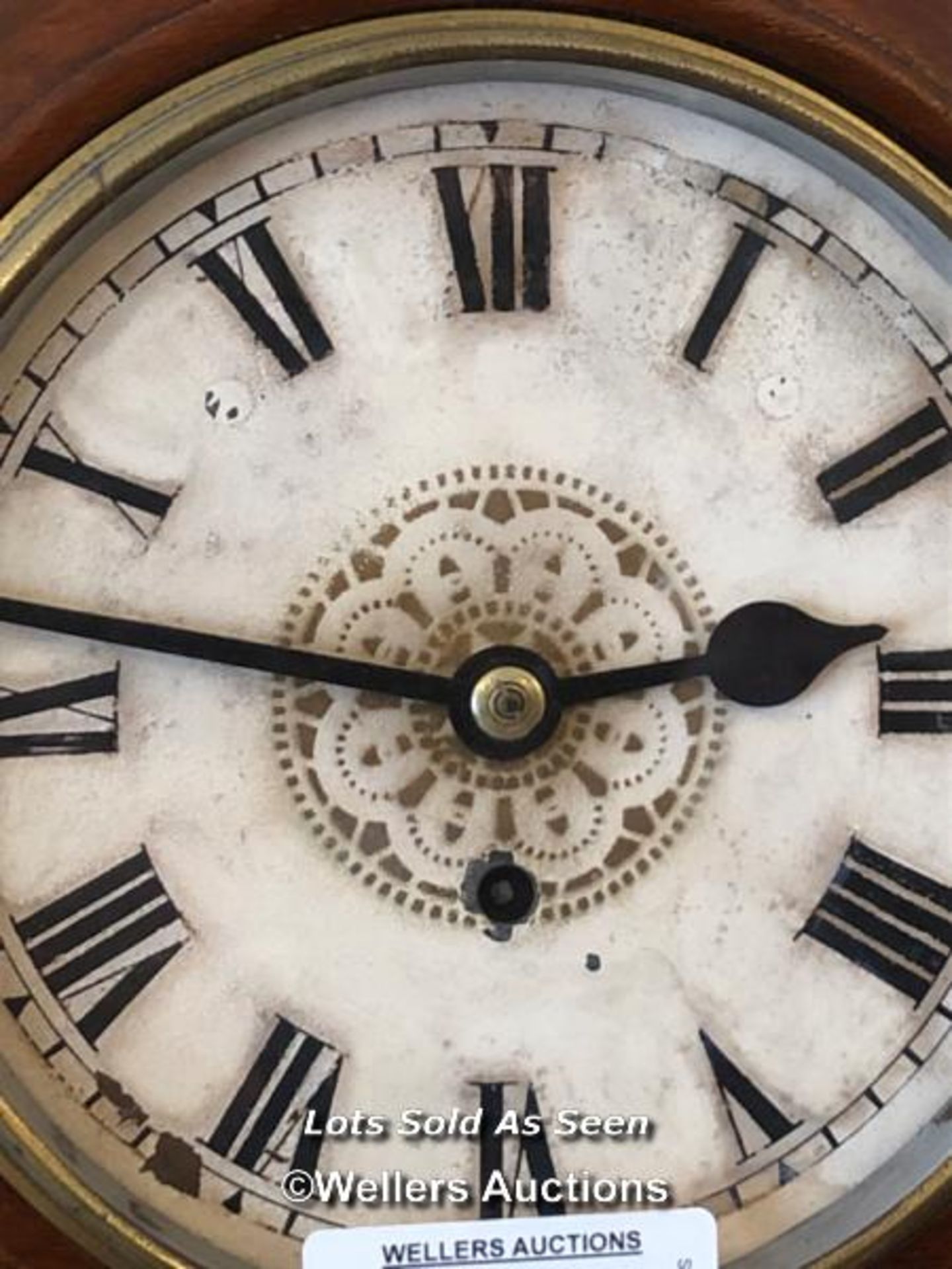 *MAHOGANY WALL CLOCK WITH FUSEE MOVEMENT / LOCATED AT VICTORIA ANTIQUES, WADEBRIDGE, PL27 7DD - Image 2 of 2