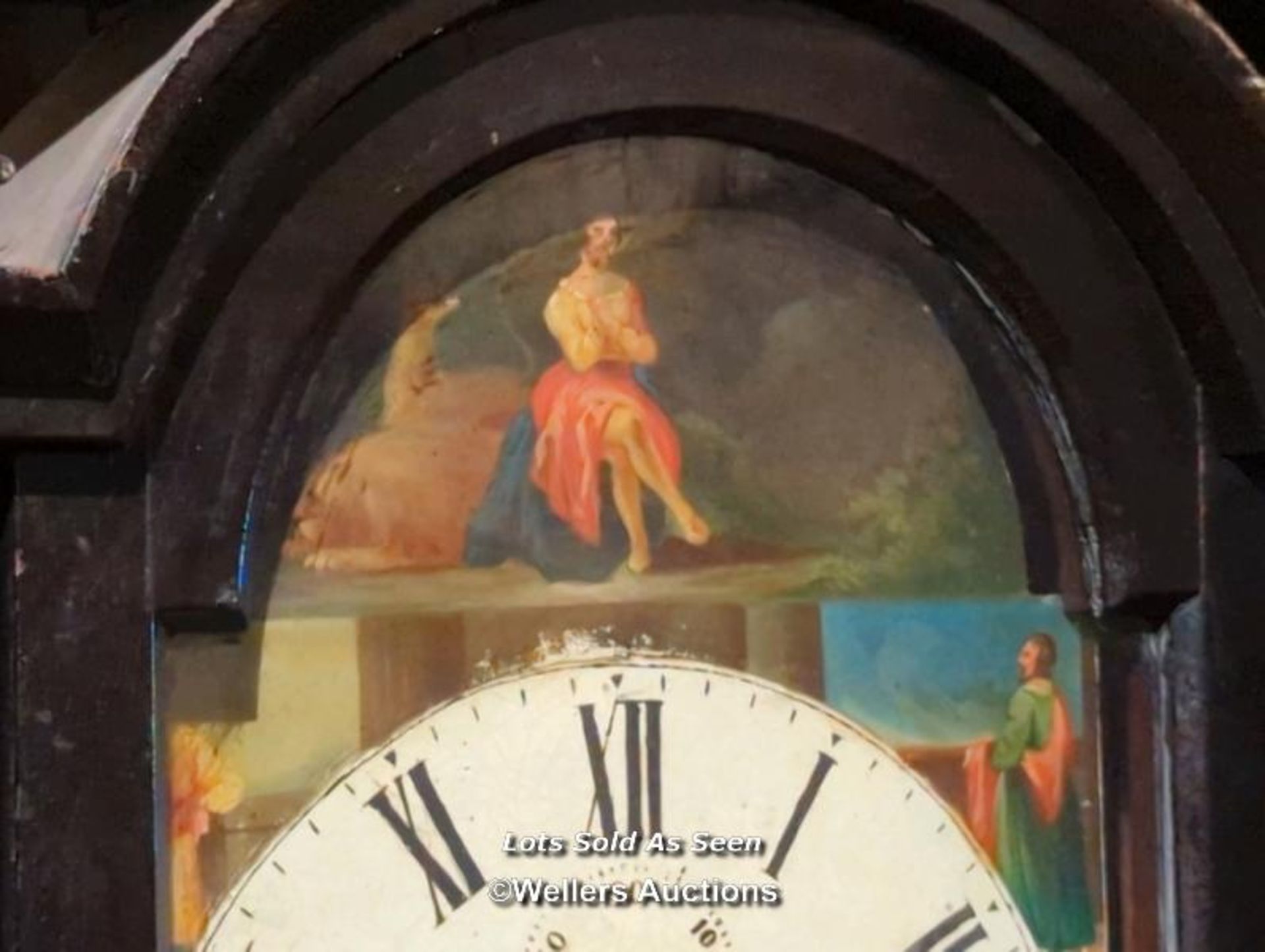 *EBONISED 8 DAY LONGCASE CLOCK, PAINTED DIAL WITH SUBSIDIARY DIALS, SIGNED GEORGE BROCKE(?), 188CM / - Image 3 of 4