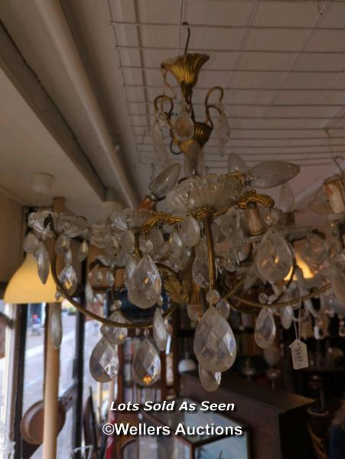 *BRASS SIX BRANCH CHANDELIER / LOCATED AT VICTORIA ANTIQUES, WADEBRIDGE, PL27 7DD - Image 3 of 3
