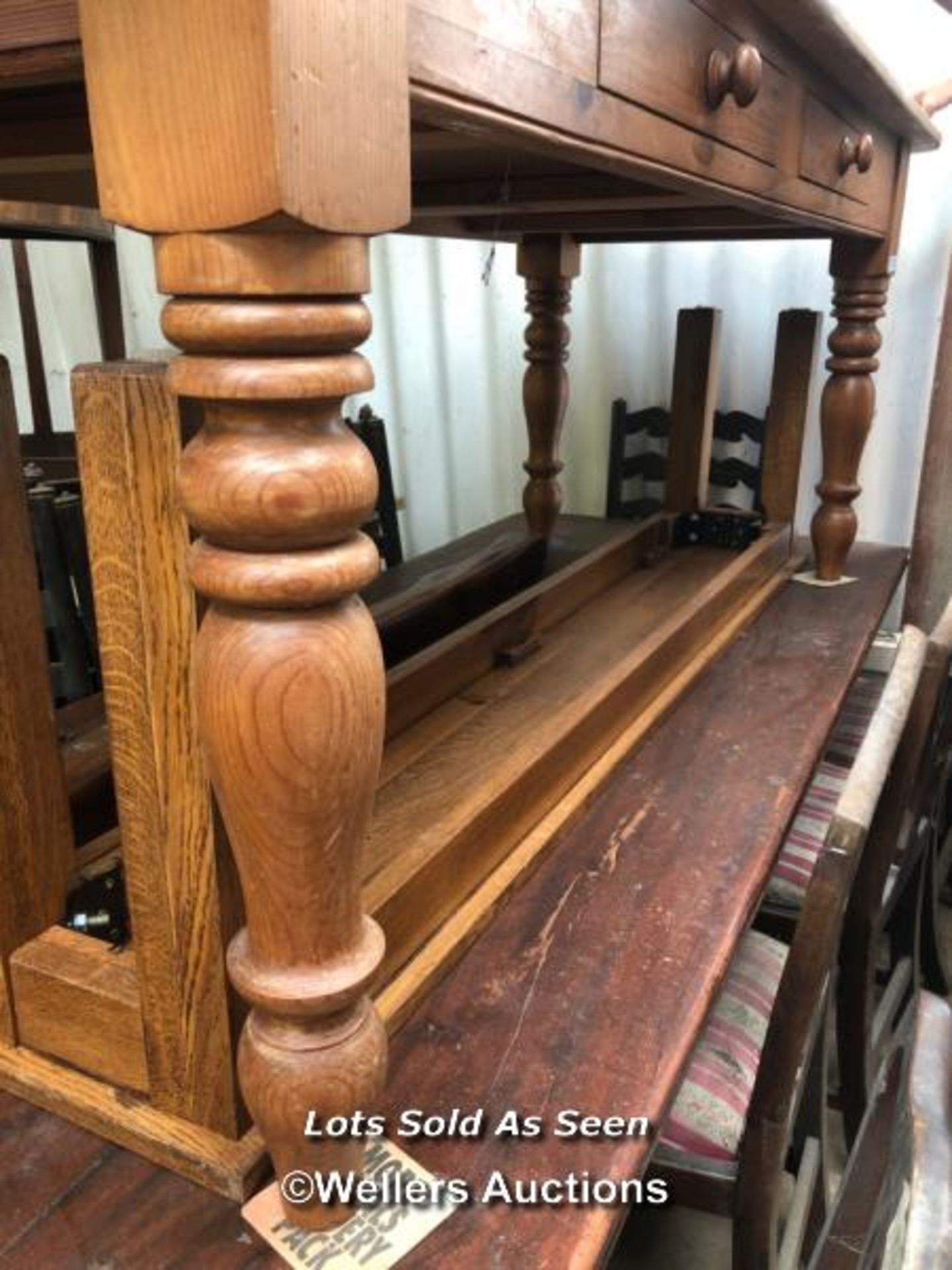 *PINE KITCHEN TABLE WITH TWO DRAWERS, 77 X 30 X 31 - Image 3 of 3