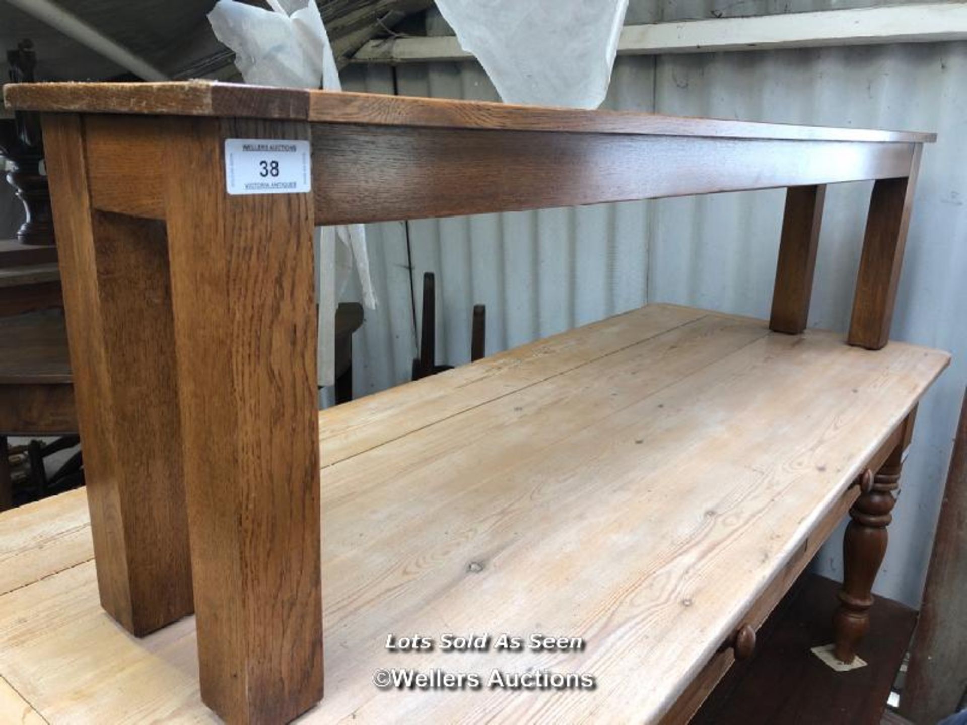 OAK BENCH, 70 X 12 X 19.5 INCHES / LOCATED AT VICTORIA ANTIQUES, WADEBRIDGE, PL27 7DD