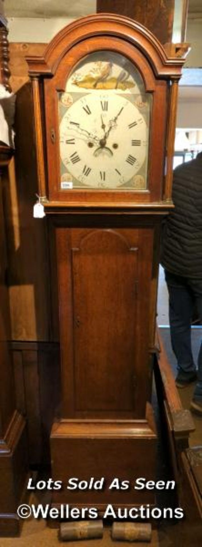*18TH CENTURY 8 DAY OAK LONGCASE CLOCK WITH PAINTED DIAL, 198CM / LOCATED AT VICTORIA ANTIQUES,