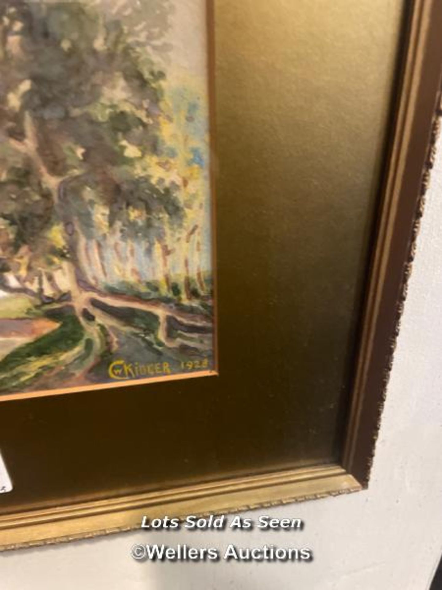 *CIRCA 1928, TWO FRAMED AND GLAZED WATERCOLOURS BY C. W. KIDGER, 26 X 17.5CM / LOCATED AT VICTORIA - Image 3 of 3