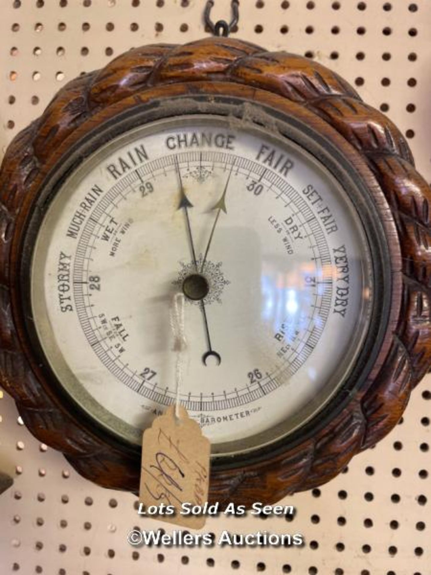 *OAK ANEROID BAROMETER IN ROPETWIST FRAME / LOCATED AT VICTORIA ANTIQUES, WADEBRIDGE, PL27 7DD - Image 2 of 2