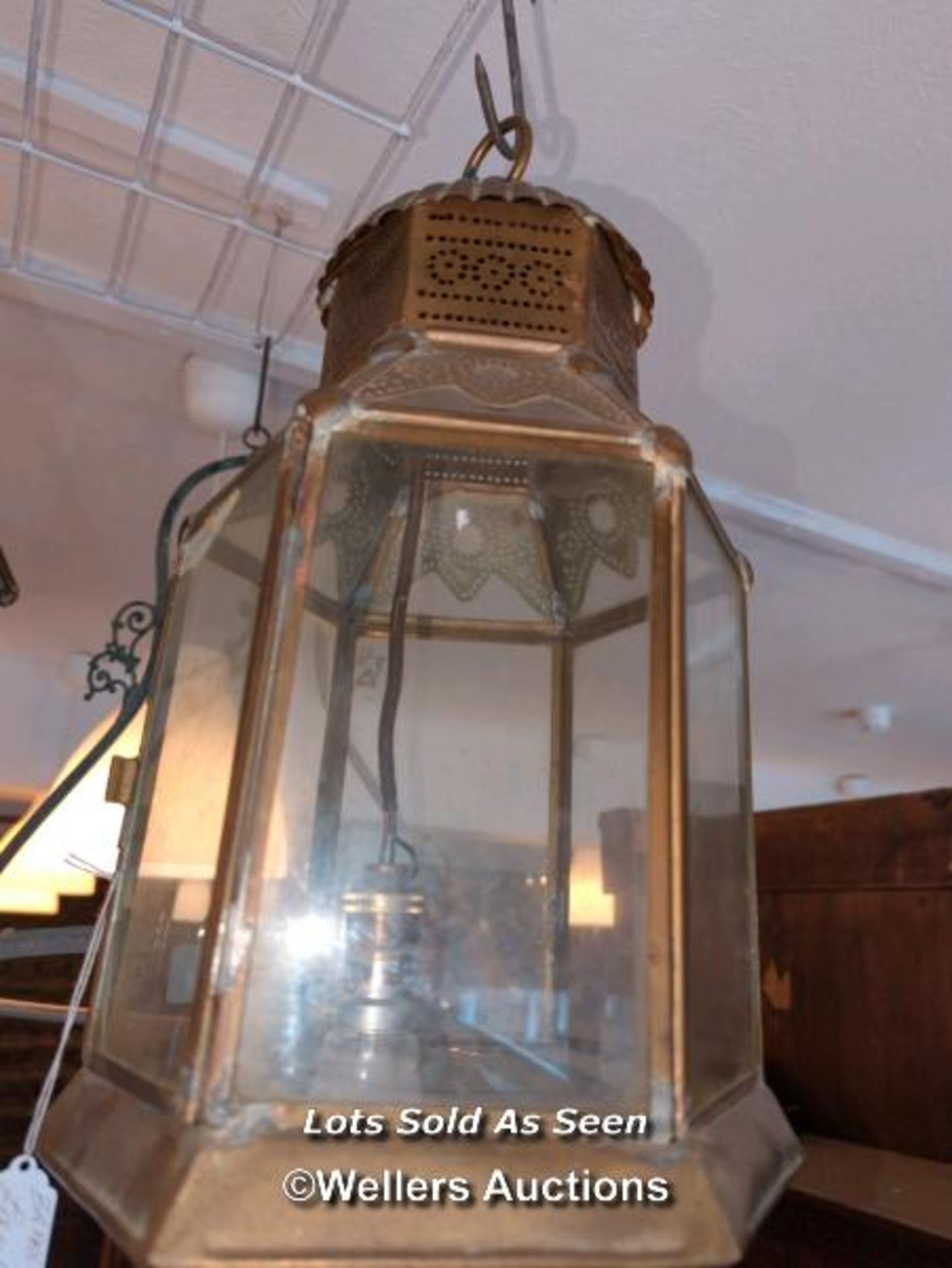 *HANGING LANTERN FITTED FOR ELECTRICITY / LOCATED AT VICTORIA ANTIQUES, WADEBRIDGE, PL27 7DD - Image 2 of 2
