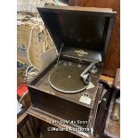 *VINTAGE ARCHIBALD RAMSDEN WIND UP RECORD PLAYER COMPLETE WITH CASE / LOCATED AT VICTORIA
