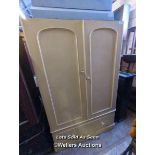 VICTORIAN PAINTED WARDROBE, TWO CUPBOARD DOORS OVER ONE LARGE DRAWER, 49 X 21 X 79 INCHES /