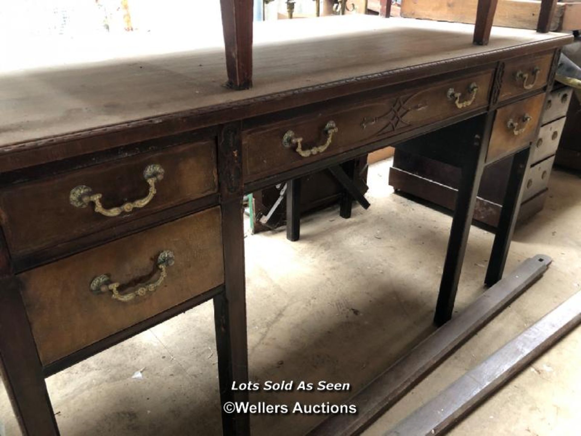 DRESSING TABLE WITH FIVE DRAWERS, 54 X 28 X 32 INCHES / LOCATED AT VICTORIA ANTIQUES, WADEBRIDGE, - Image 2 of 3