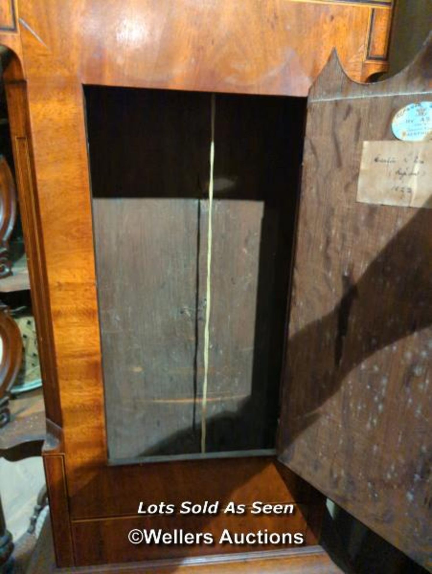 *MAHOGANY 8 DAY LONGCASE CLOCK, PAINTED DIAL SIGNED INDISTINCTLY, 227CM / LOCATED AT VICTORIA - Image 5 of 6