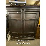 LARGE GEORGIAN WARDROBE WITH HEAVY METAL GOTHIC HINGES, 63 X 22 X 79 INCHES / LOCATED AT VICTORIA