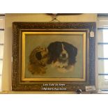 *FRAMED AND GLAZED PAINTING OF TWO DOGS, 56 X 45CM / LOCATED AT VICTORIA ANTIQUES, WADEBRIDGE,