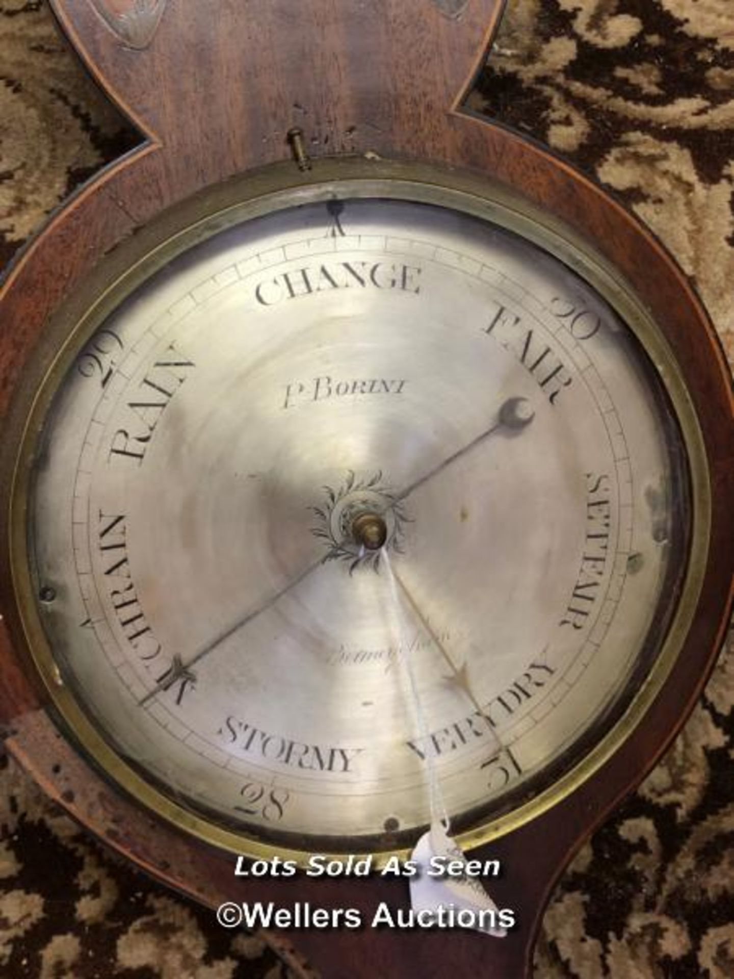 *INLAID MAHOGANY BANJO BAROMETER BY P BORINI / LOCATED AT VICTORIA ANTIQUES, WADEBRIDGE, PL27 7DD - Image 2 of 4