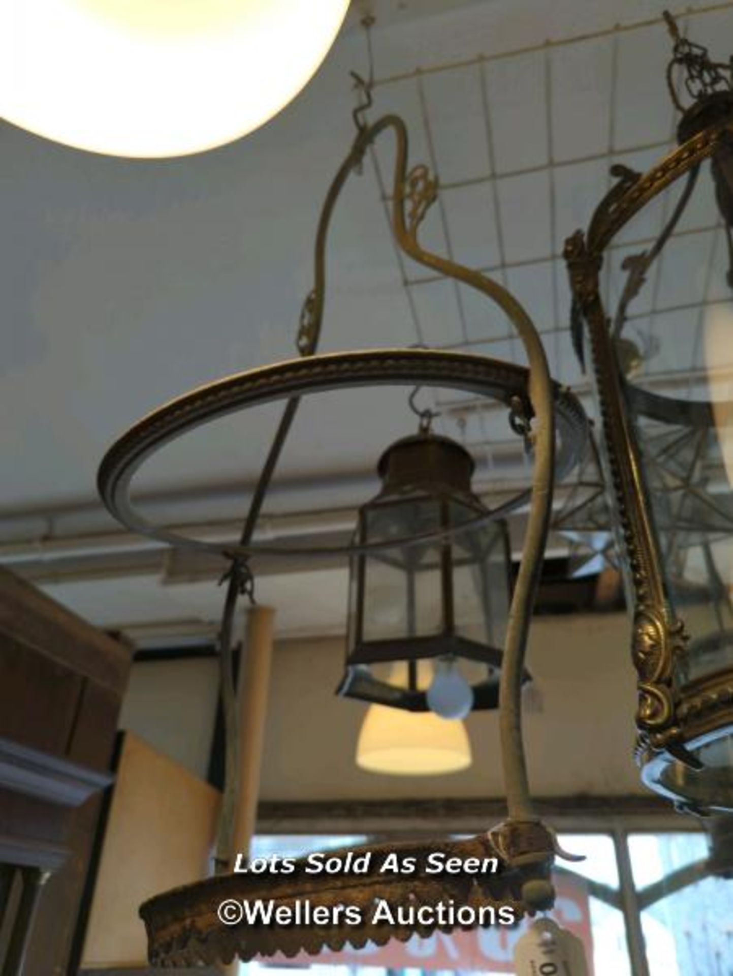 *METAL CEILING LAMP FRAME / LOCATED AT VICTORIA ANTIQUES, WADEBRIDGE, PL27 7DD