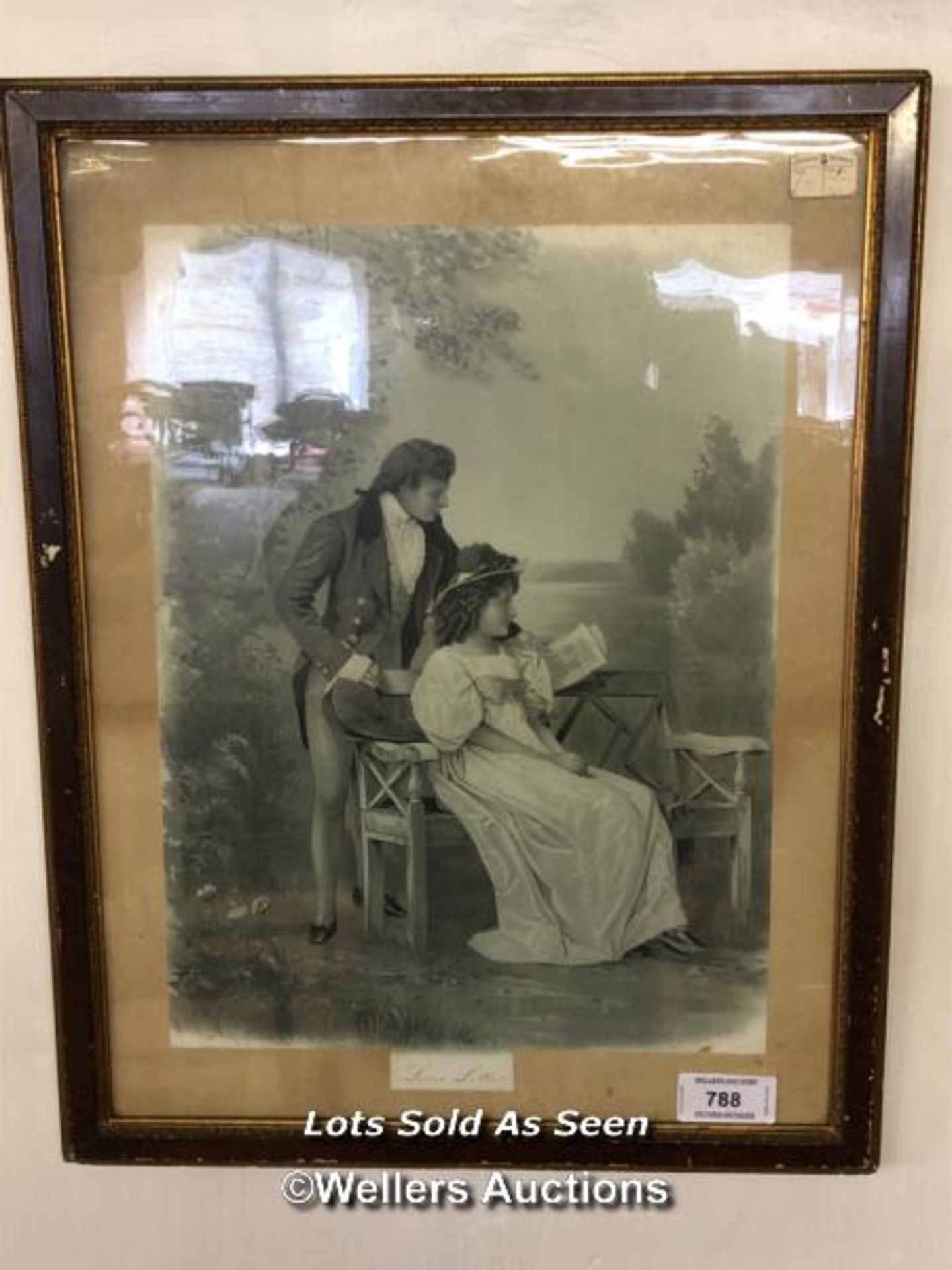 *FRAMED AND GLAZED PRINT OF 'A LOVE LETTER', 53 X 68CM / LOCATED AT VICTORIA ANTIQUES, WADEBRIDGE,