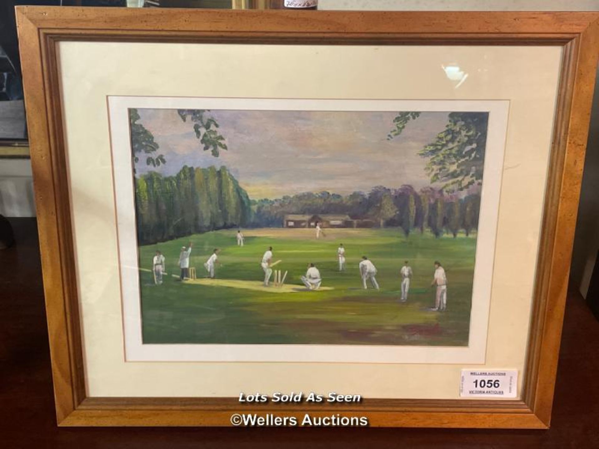 *FRAMED AND GLAZED PICTURE OF A CRICKET SCENE BY BASIL, 55 X 45CM / LOCATED AT VICTORIA ANTIQUES,
