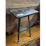 SMALL EBONISED POT STAND, 11 X 11 X 22 INCHES / LOCATED AT VICTORIA ANTIQUES, WADEBRIDGE, PL27 7DD