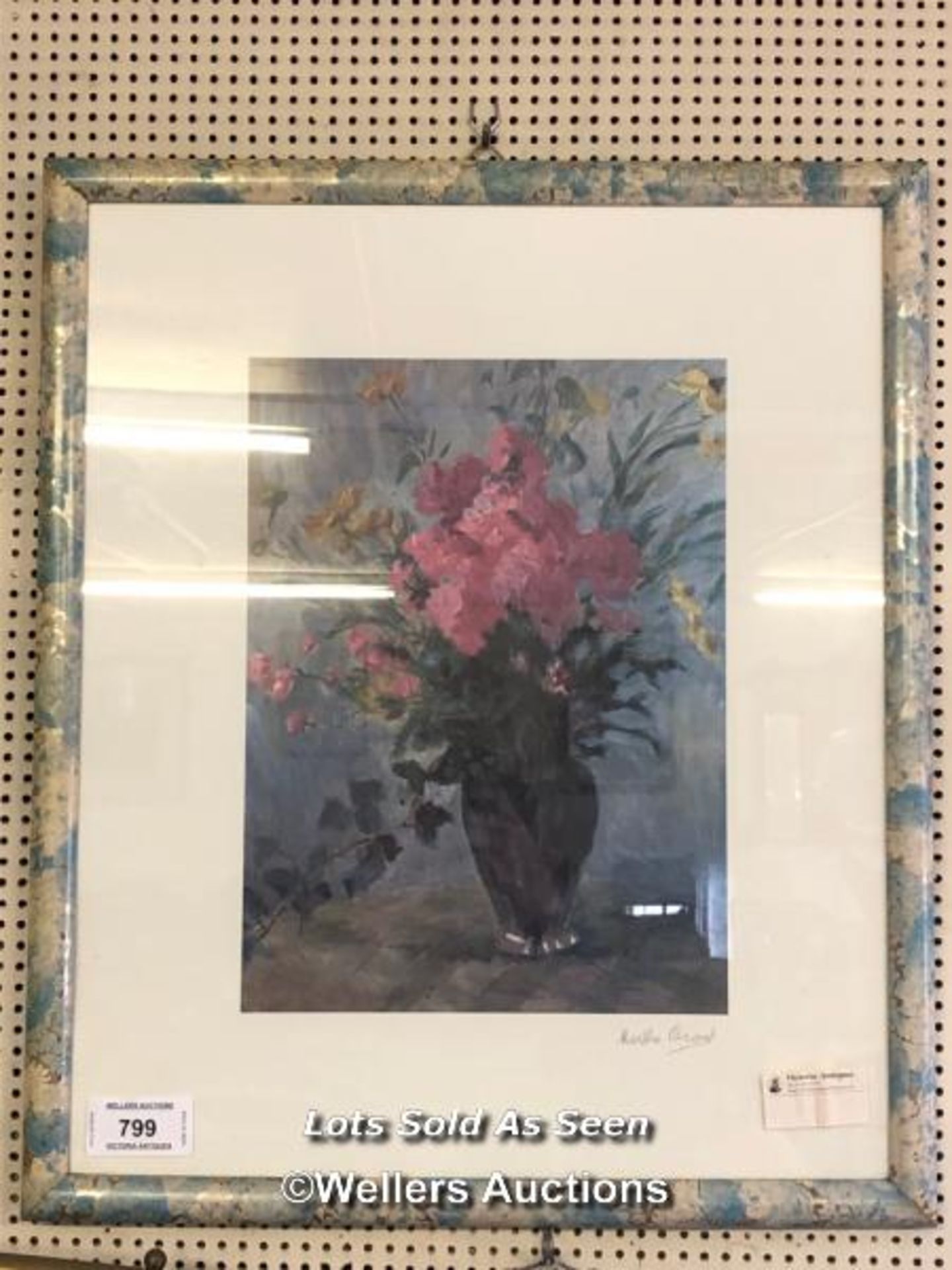 *FRAMED AND GLAZED FLORAL PRINT, 53 X 63.5CM / LOCATED AT VICTORIA ANTIQUES, WADEBRIDGE, PL27 7DD