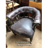 *LEATHER CAPTAINS CHAIR, IN NEED OF RESTORATION