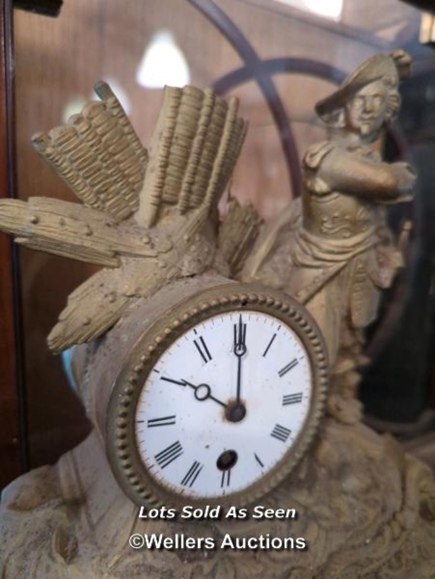 *VICTORIAN GILT METAL FIGURAL CLOCK DESIGNED AS A CAVALIER / LOCATED AT VICTORIA ANTIQUES, - Image 2 of 3