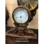 *CARVED OAK MANTEL BAROMETER WITH NAUTICAL THEME / LOCATED AT VICTORIA ANTIQUES, WADEBRIDGE, PL27