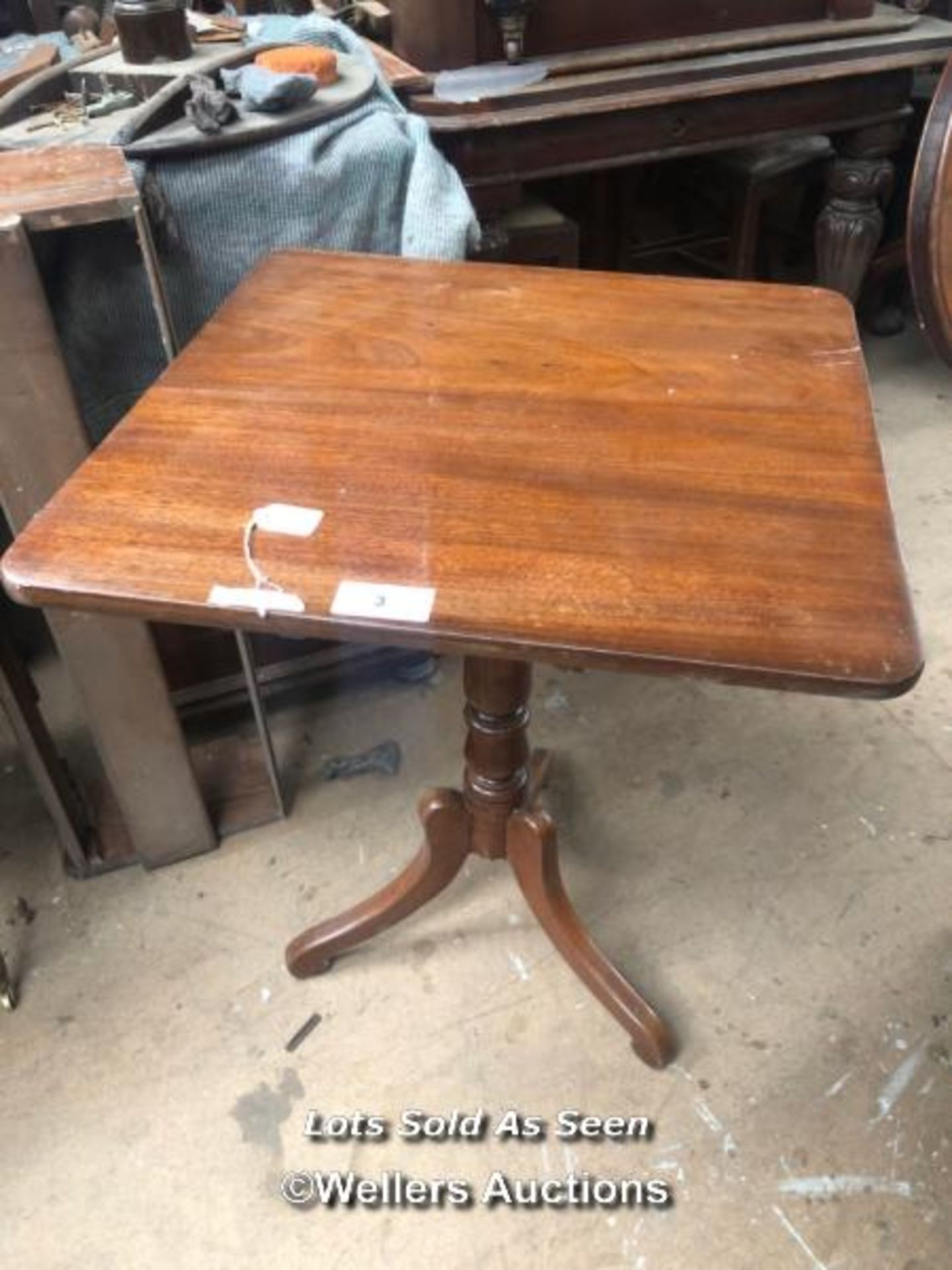 SQUARE GEORGIAN TRIFOLD TABLE, 23.5 X 23.5 X 29 INCHES / LOCATED AT VICTORIA ANTIQUES, WADEBRIDGE,