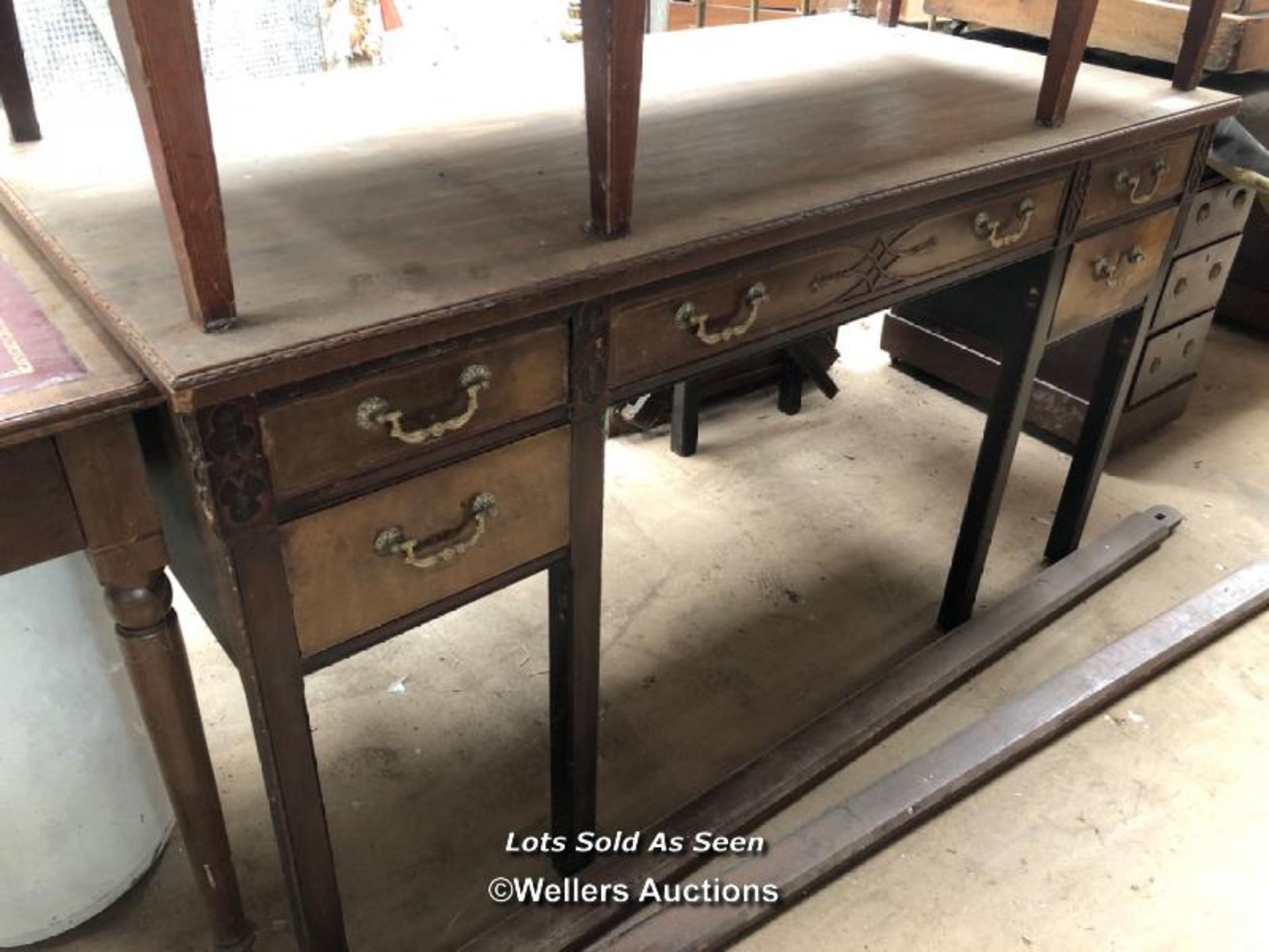 DRESSING TABLE WITH FIVE DRAWERS, 54 X 28 X 32 INCHES / LOCATED AT VICTORIA ANTIQUES, WADEBRIDGE,