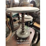 SMALL CIRCULAR SIDE TABLE, 24 DIAMETER X 28 INCHES HIGH / LOCATED AT VICTORIA ANTIQUES,