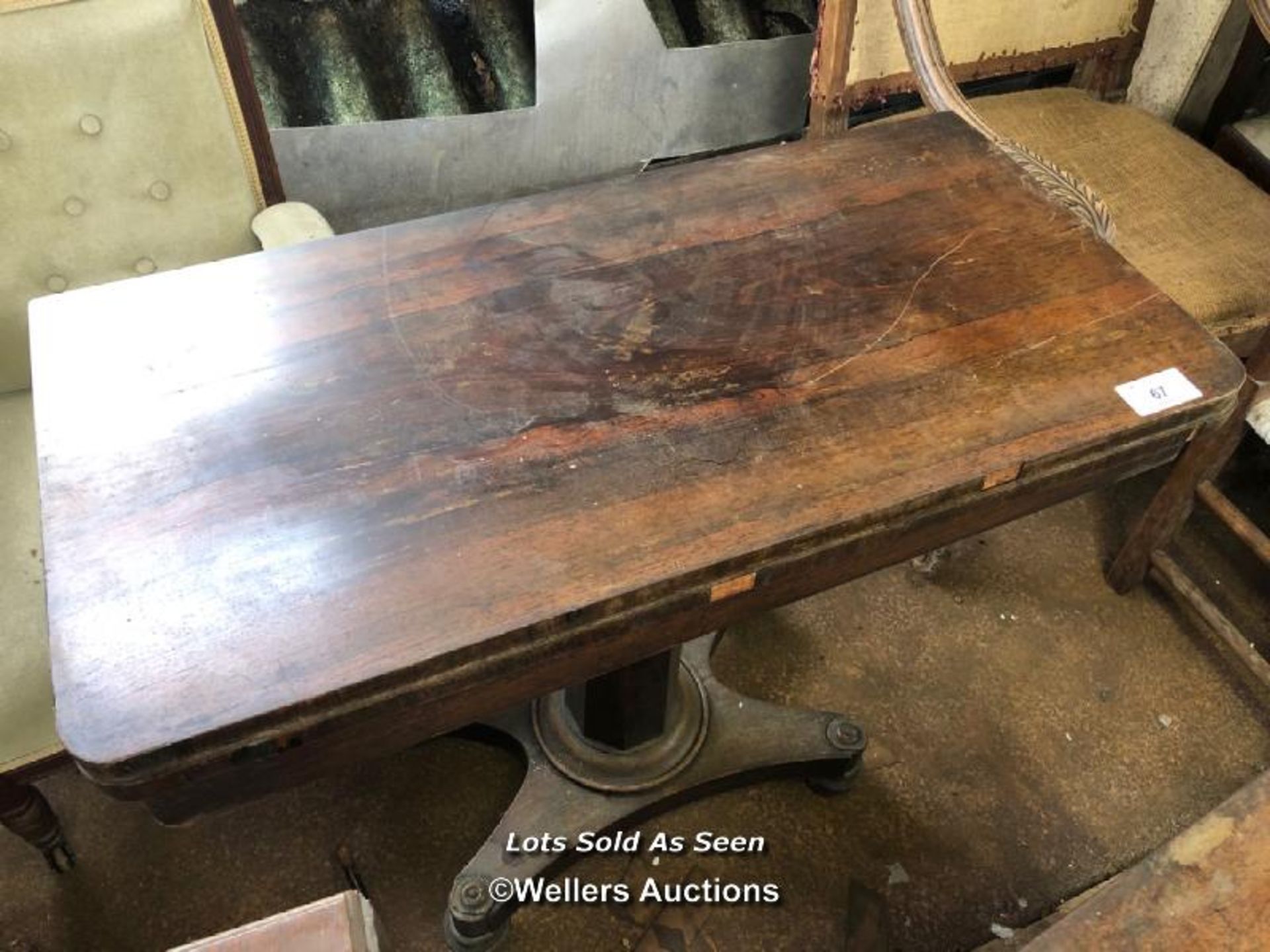 FOLDING GAMES TABLE, 36 X 18 X 30.5 INCHES / LOCATED AT VICTORIA ANTIQUES, WADEBRIDGE, PL27 7DD