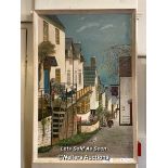 *FRAMED PAINTING OF A RURAL STREET SCENE BY GEORGE HALE, 63 X 94CM / LOCATED AT VICTORIA ANTIQUES,